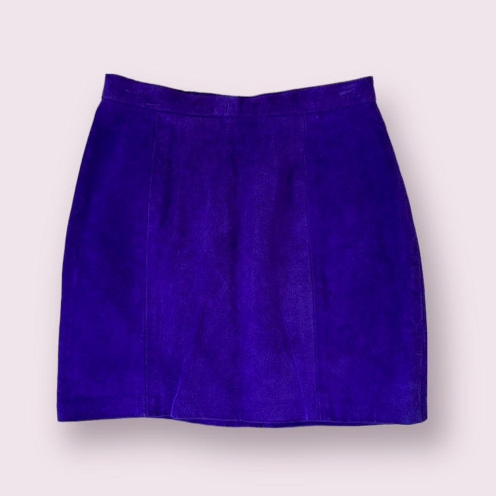 Outerwear by Phoenix VINTAGE 80s Purple Suede LEATHER Mini Skirt